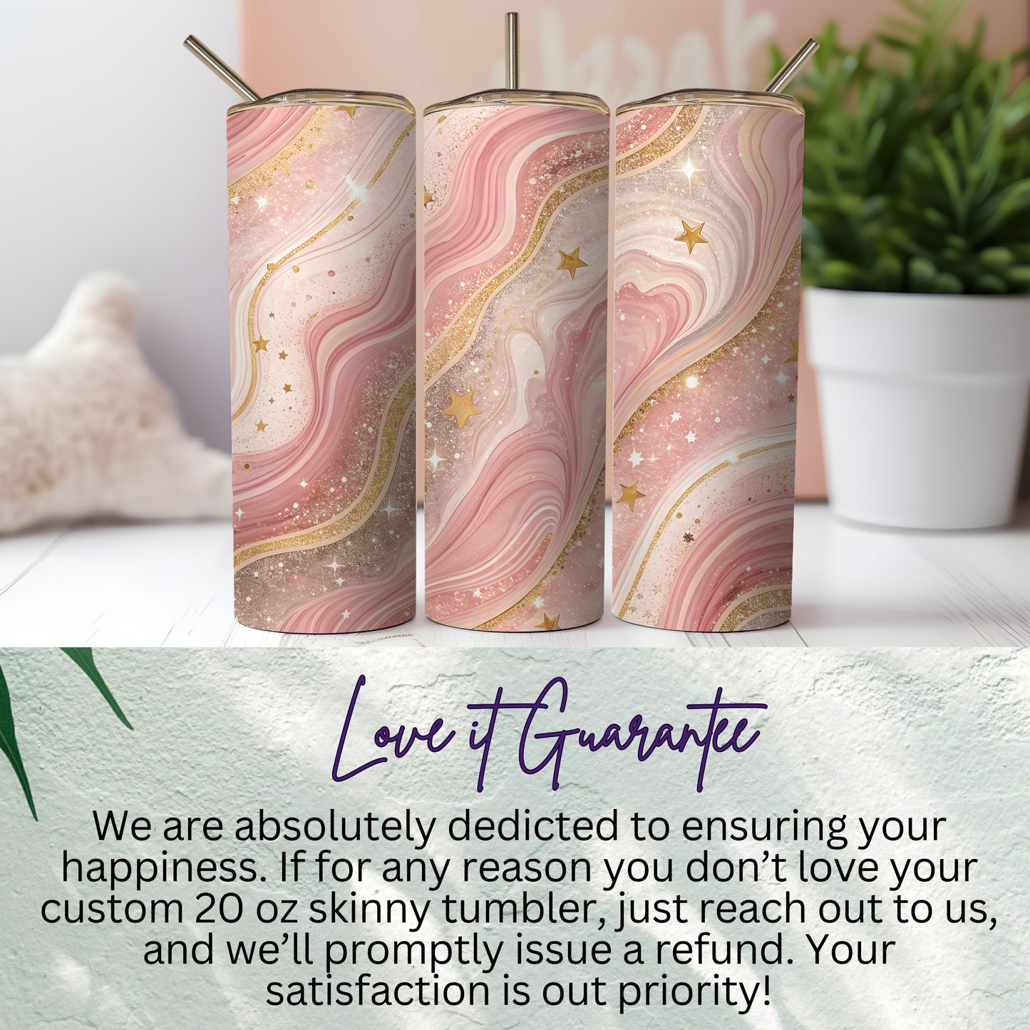 Custom 20 oz Skinny Tumbler with Abstract Star Design