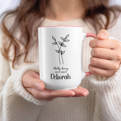 Personalized Holly Berry December Mug for Deborah