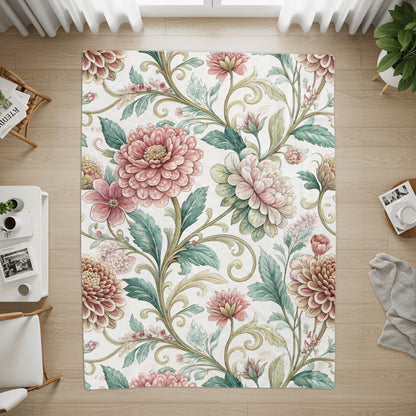 Floral Vintage Pattern with Swirls and Dalias Design - Walk Greener
