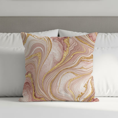 Pink and Gold Marble Pattern Decorative Pillow Product
