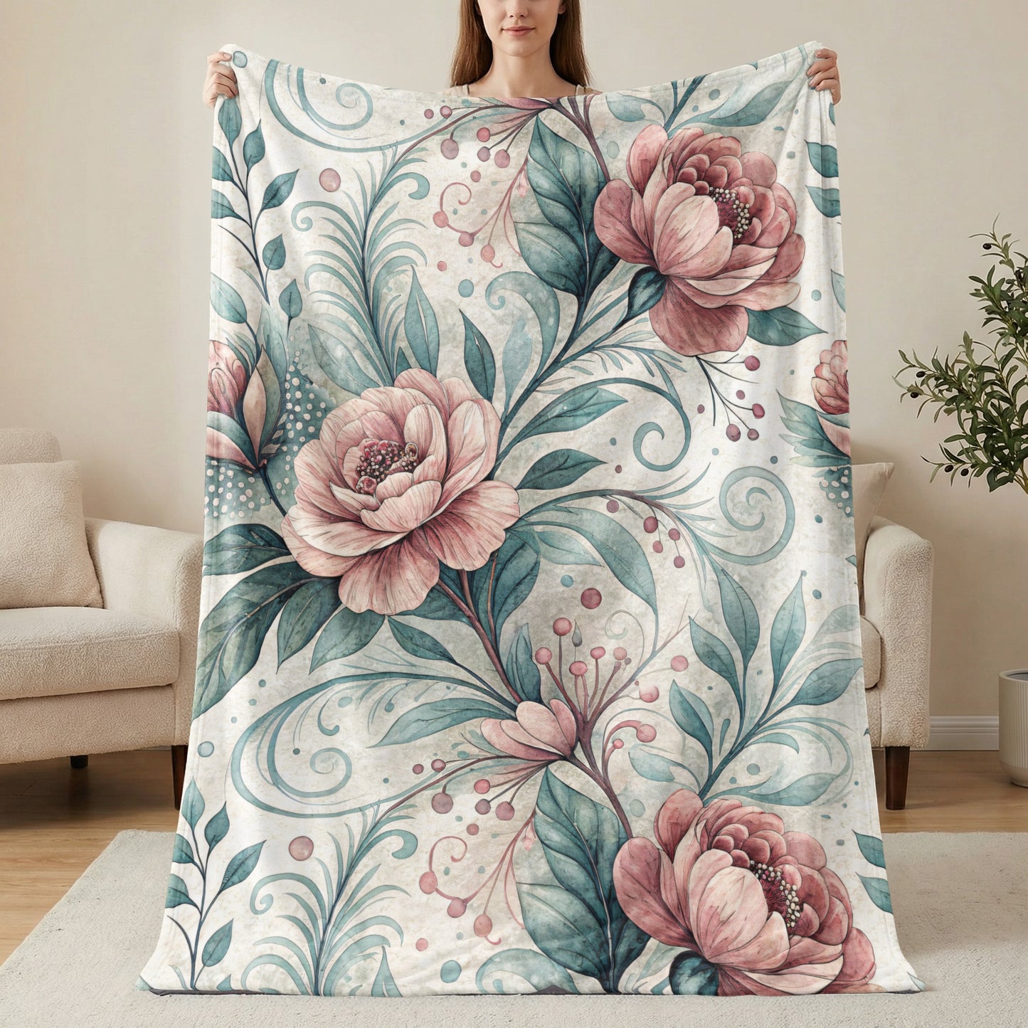 Watercolor Floral Design with Elegant Pink Flowers - Walk Greener
