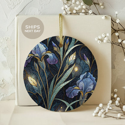 Elegant Floral Design Hanging Ornament With Irises