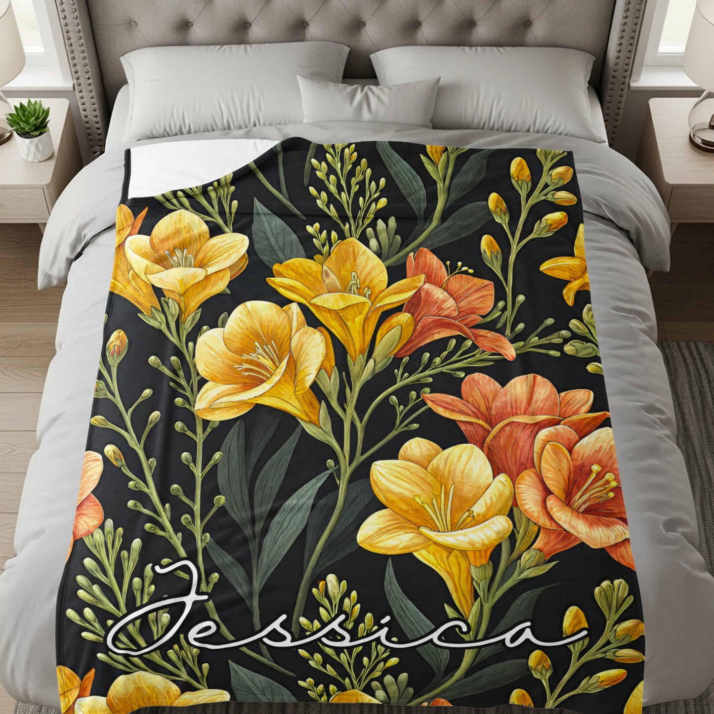 Floral Custom Name Design Perfect Gifts Custom Blanket - Walk Greener