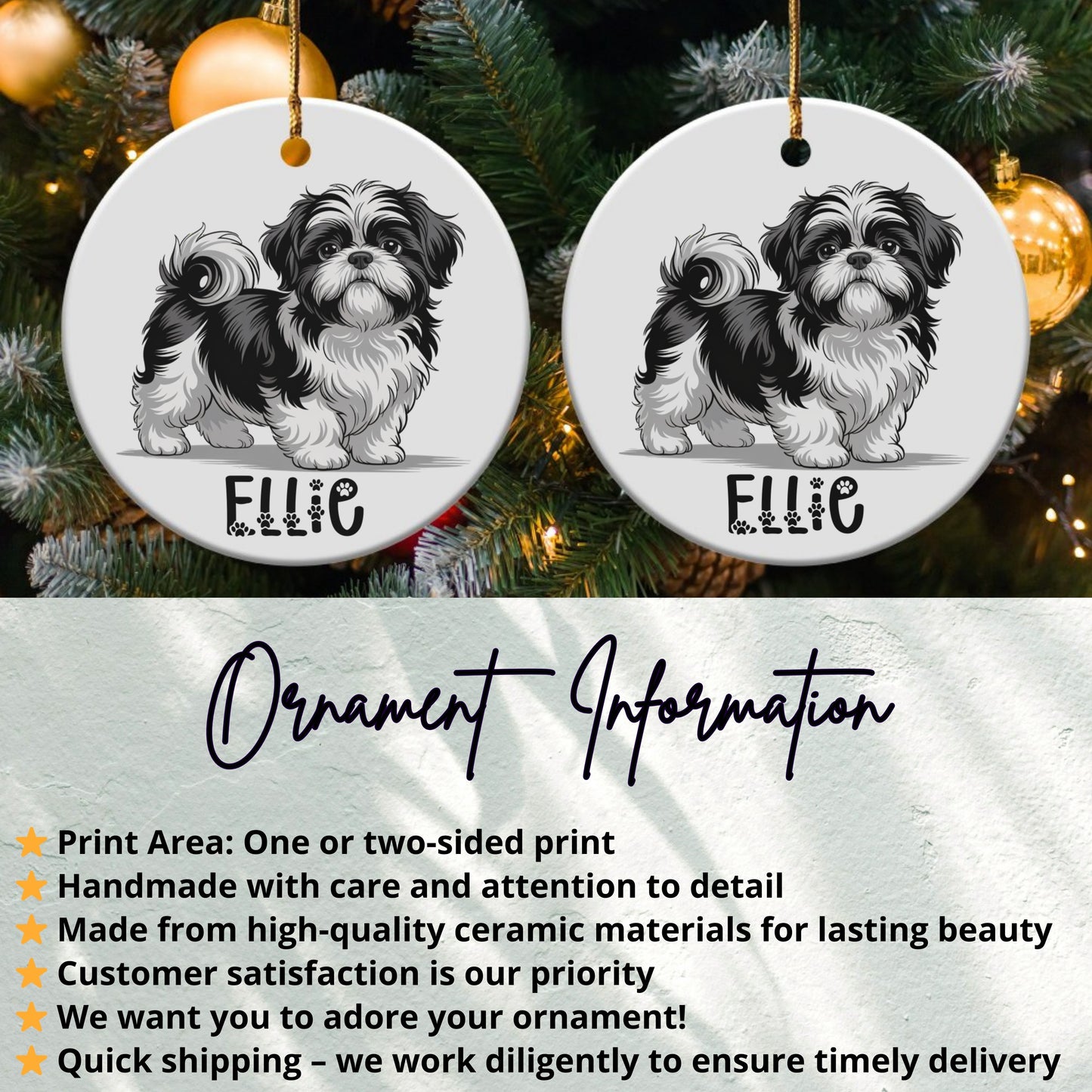 Personalized Dog Illustration Christmas Ornament product