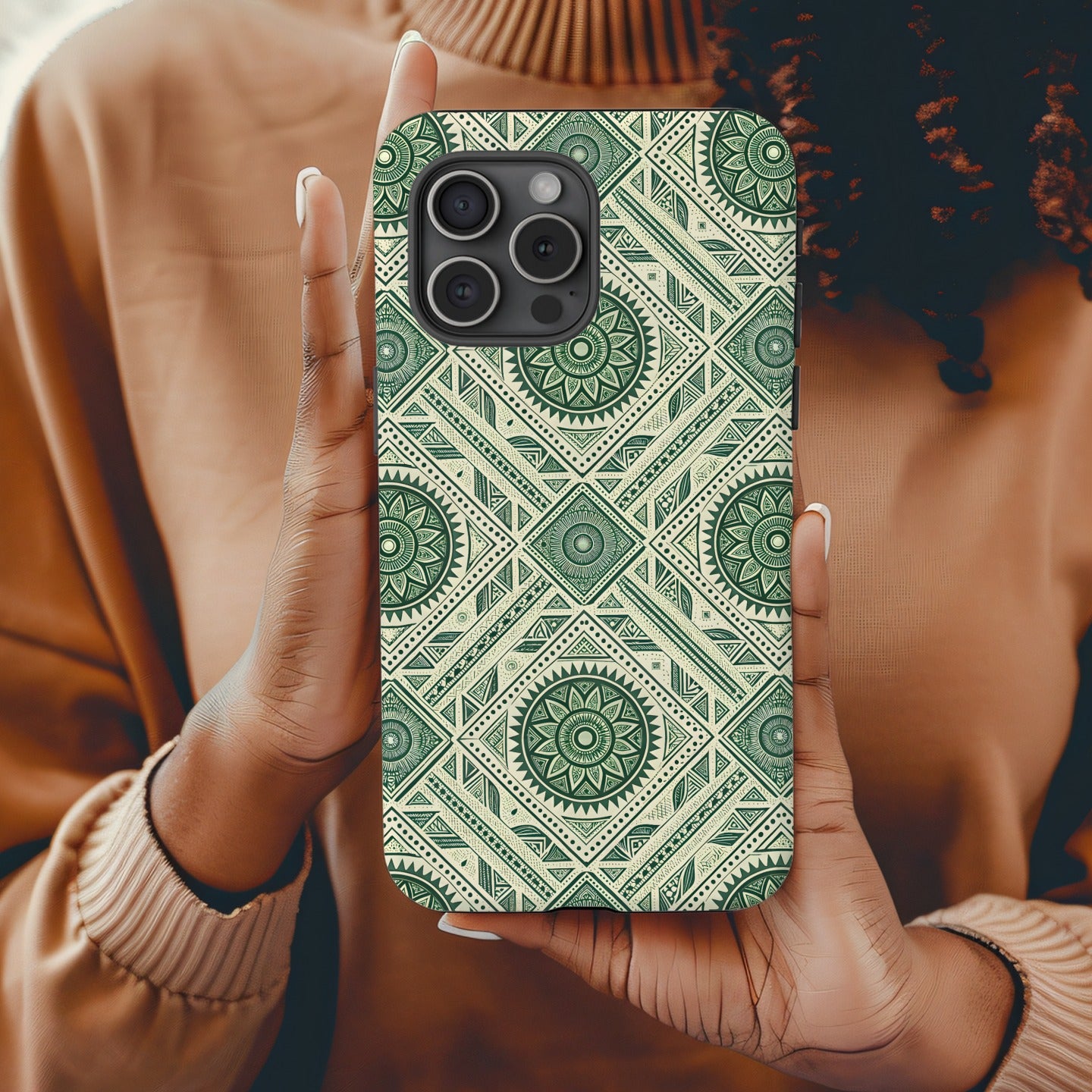 Geometric Mandala Design Green Phone Case