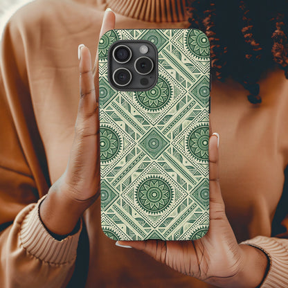 Geometric Mandala Design Green Phone Case