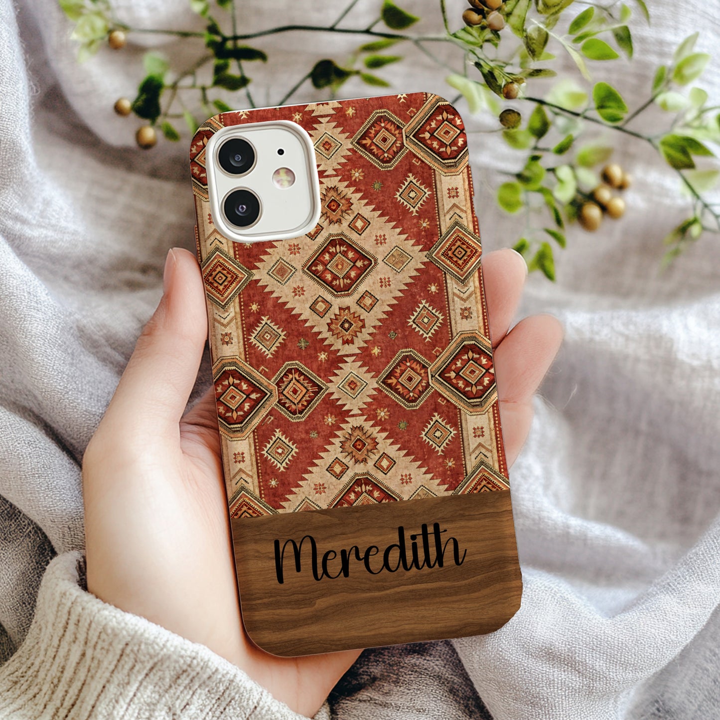 Personalized Geometric Pattern Phone Case with Name