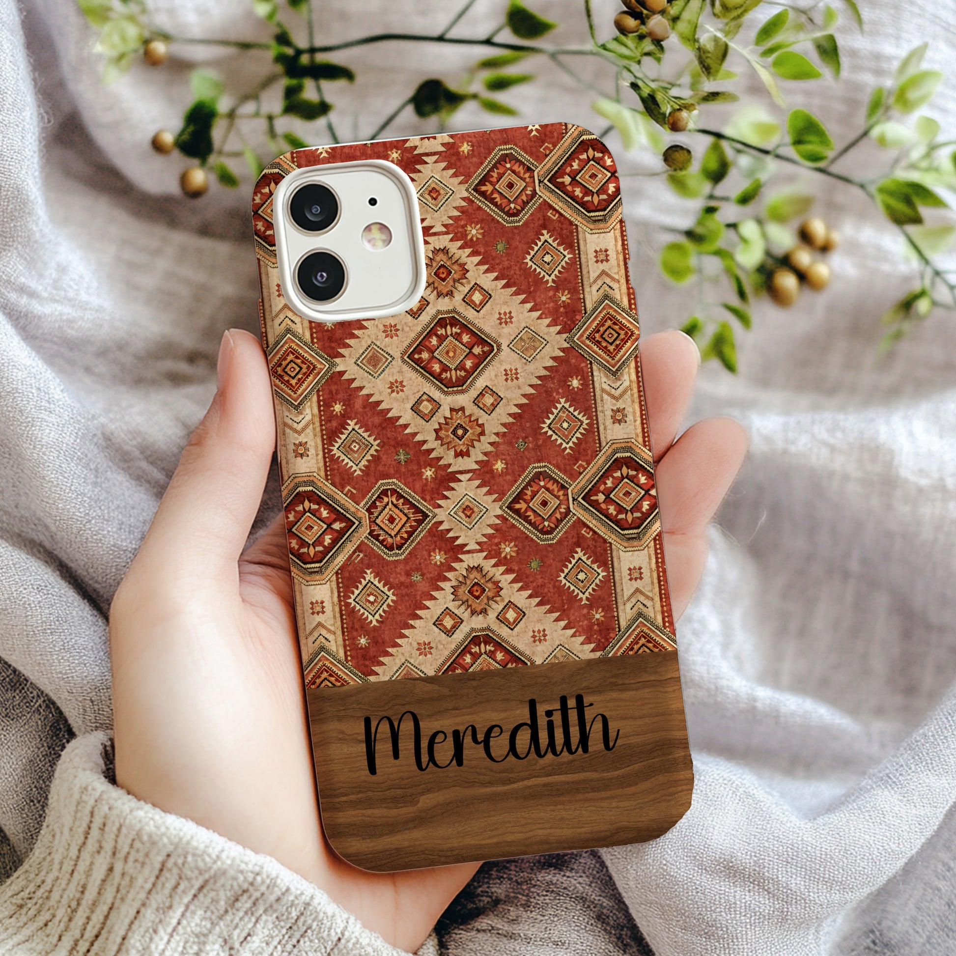 Personalized Geometric Pattern Phone Case with Name