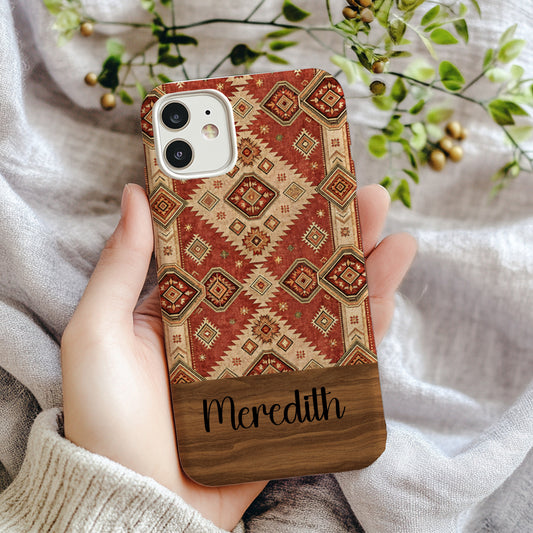 Personalized Geometric Pattern Phone Case with Name