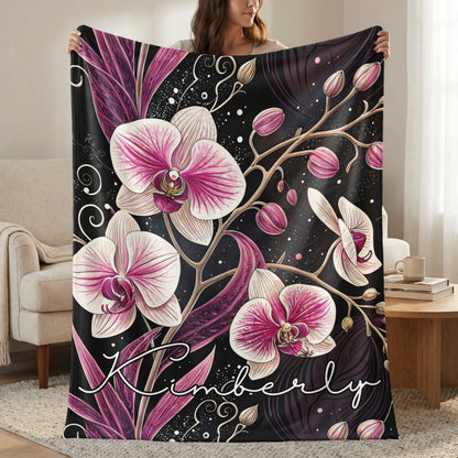 Personalized Floral Design Blanket with Name Kimberly