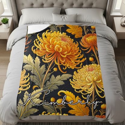 Personalized Kimberly Chrysanthemum Print Blanket