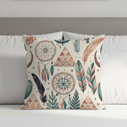 Dreamcatcher Geometric Feathers Design Throw Pillow