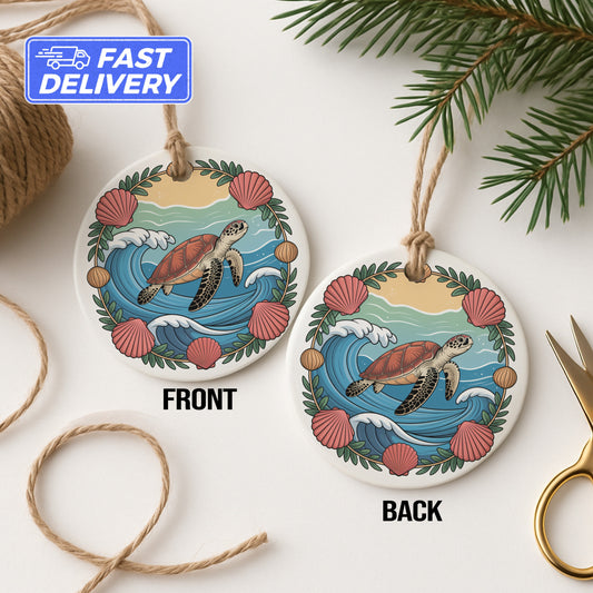 Beautiful Sea Turtle Print Double Sided Ornament product type