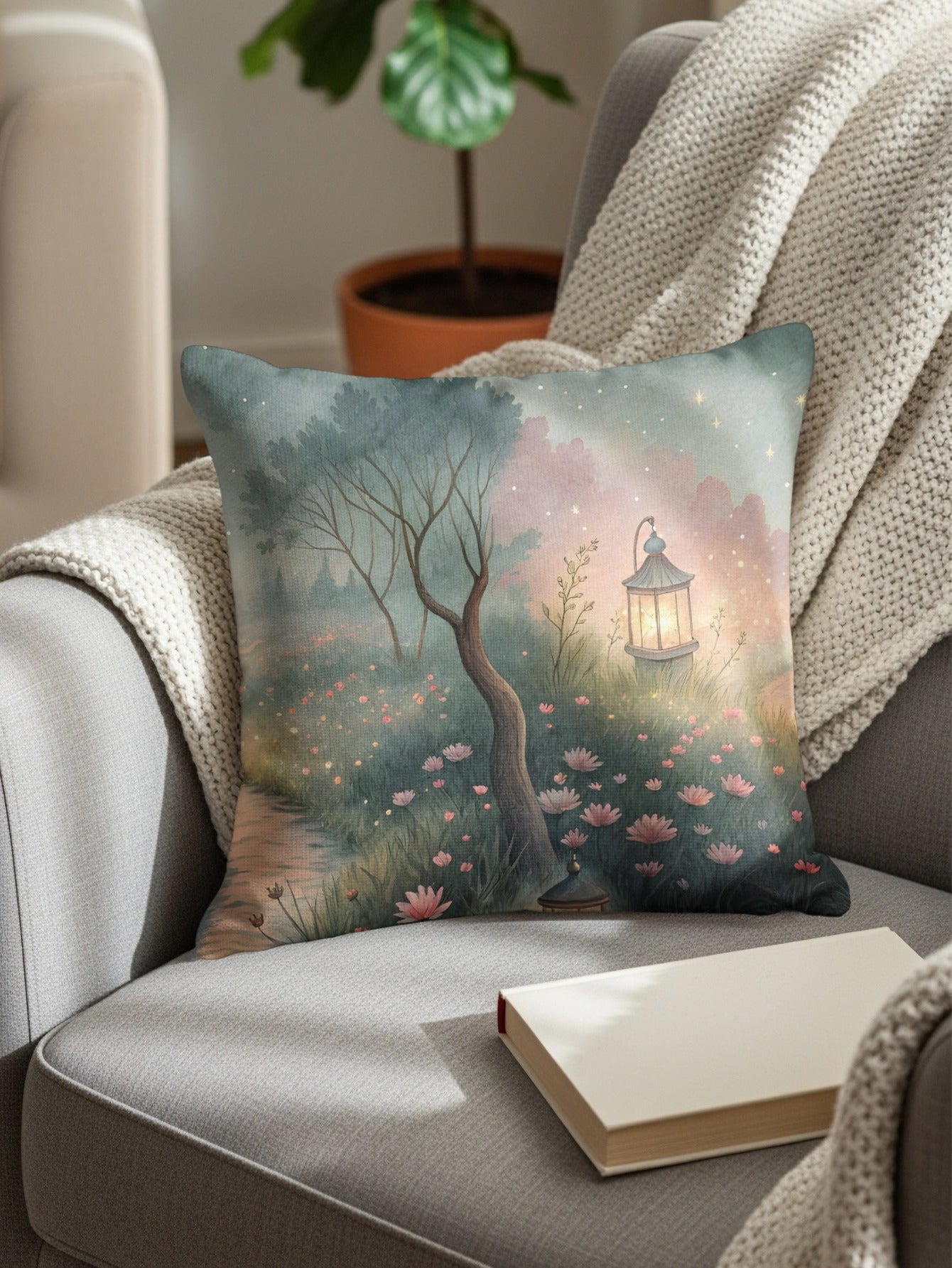 Enchanting Garden Lantern Decorative Pillow Cover