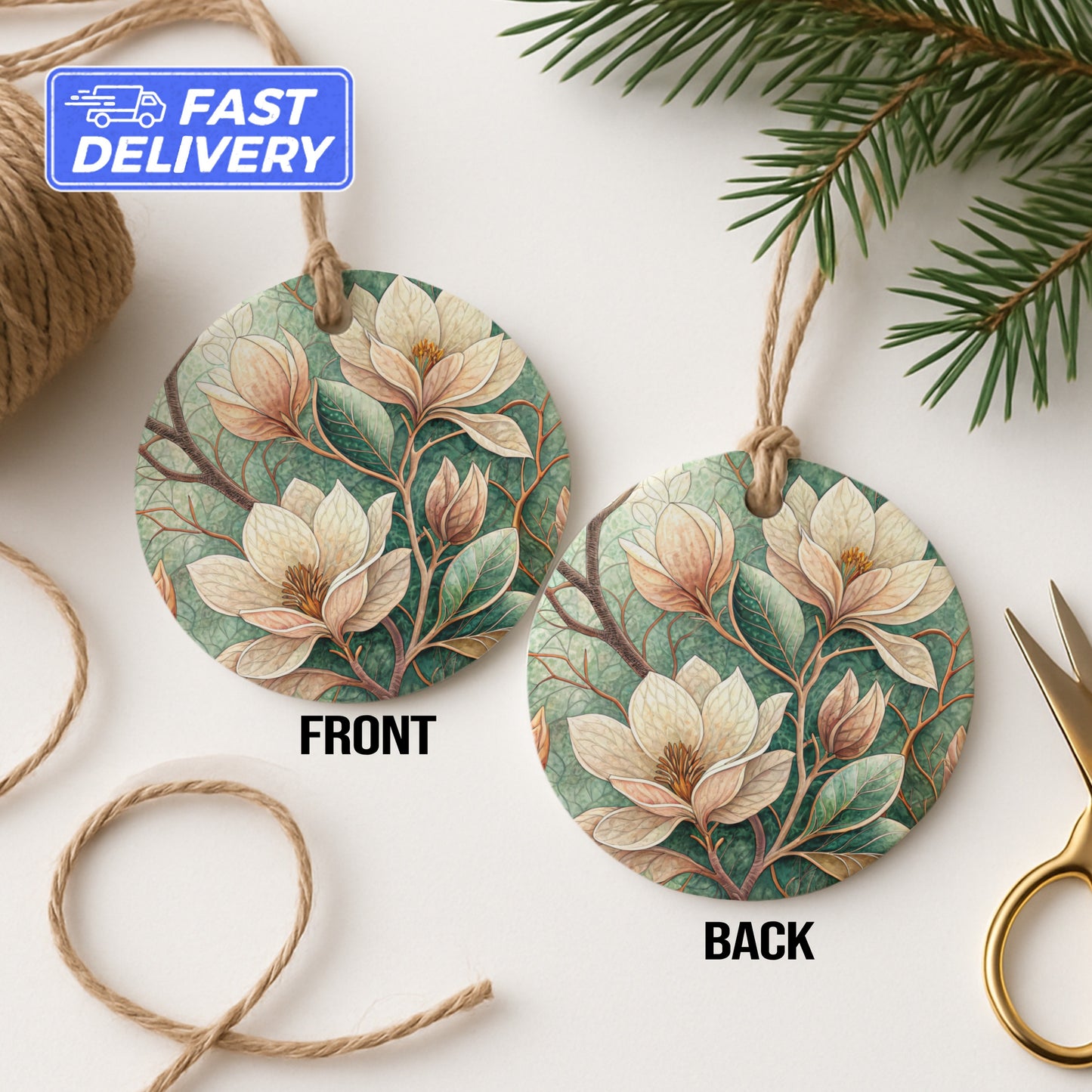 Elegant Floral Christmas Ornaments with Fast Delivery