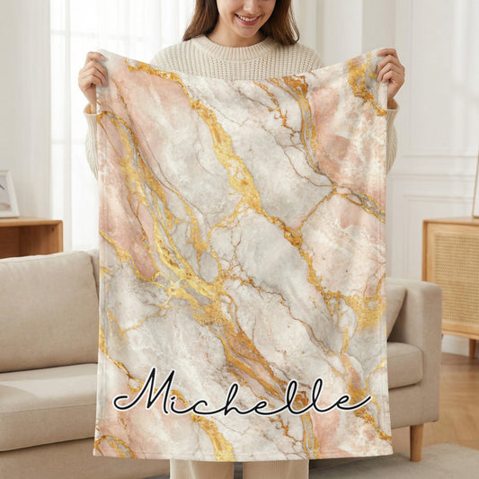 Personalized Marble Design Blanket with Name Michelle