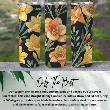 Floral Designed Customizable Skinny Tumbler 20oz