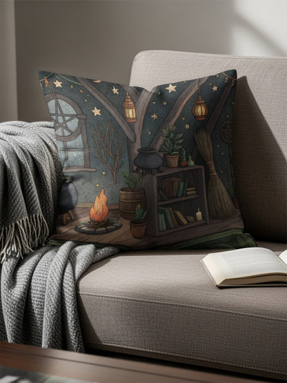 Cozy Fireplace Scene Decorative Throw Pillow