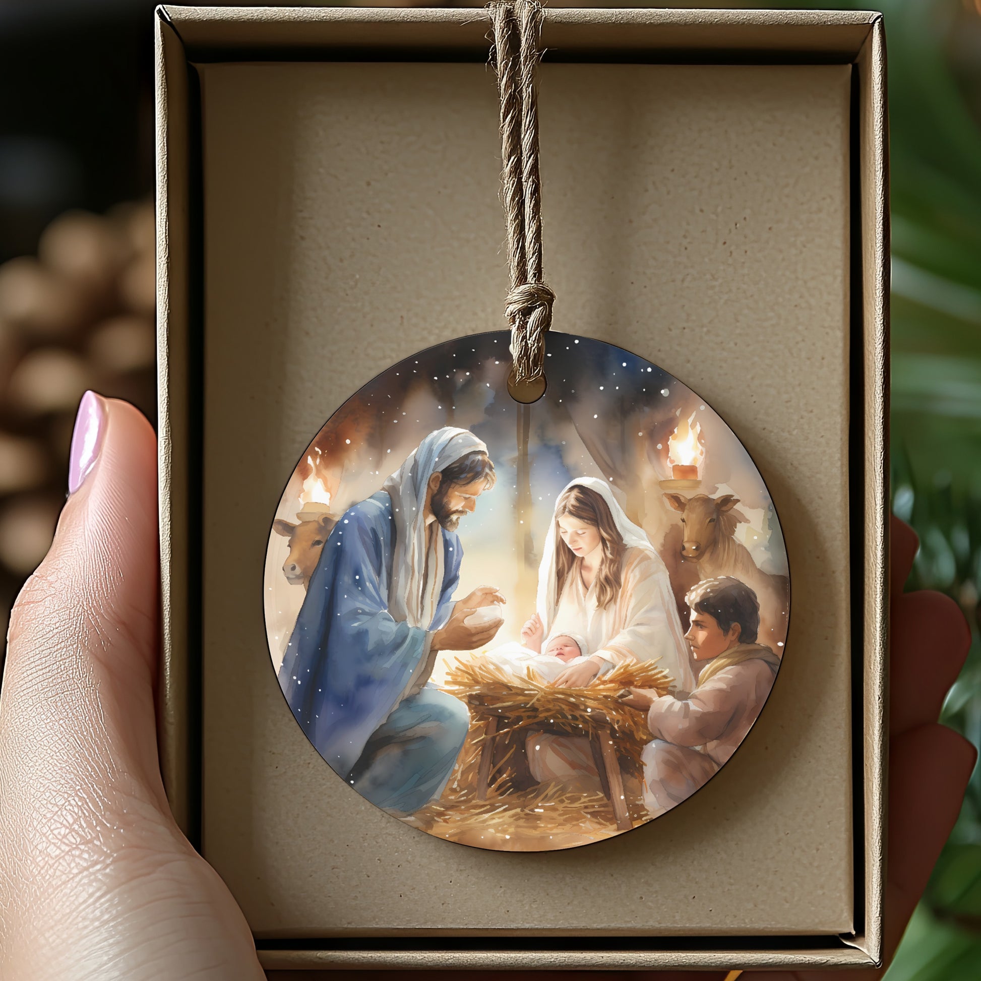 Nativity Scene Hand Painted Christmas Ornament product type