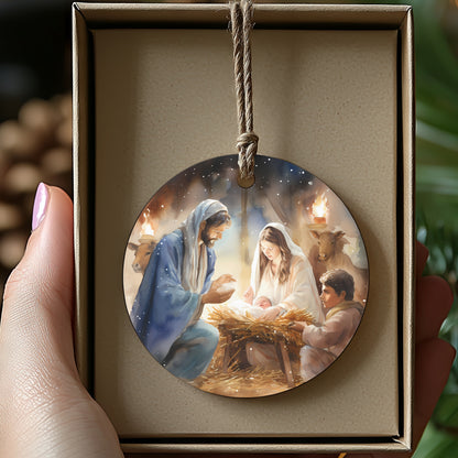 Nativity Scene Hand Painted Christmas Ornament product type