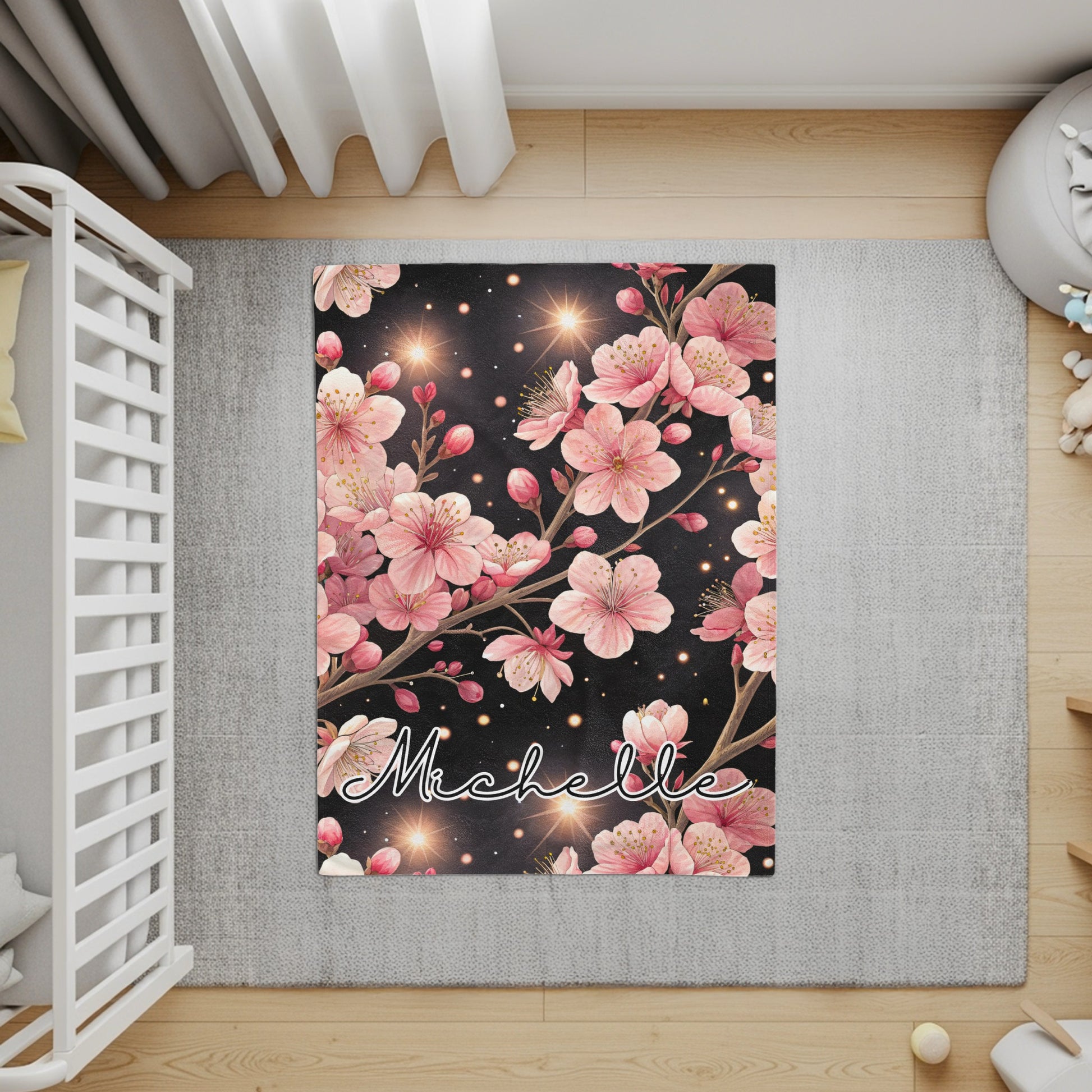 Personalized Floral Stars Rectangle Area Rug