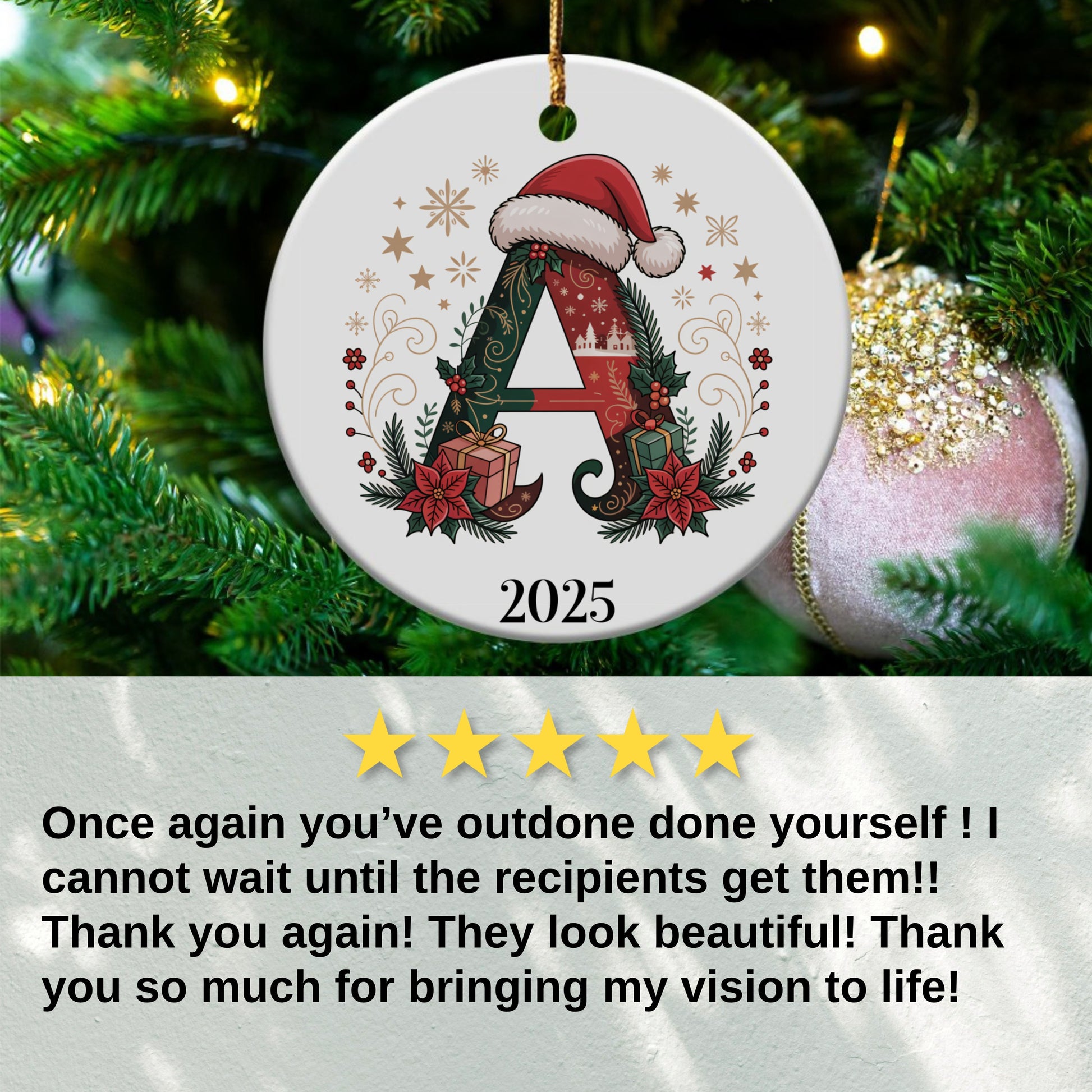 Festive Christmas Ornament Santa Hat Personalized product