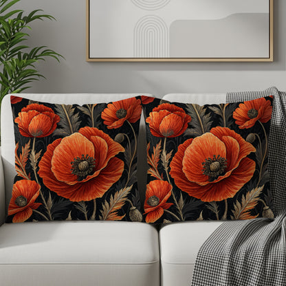 Vibrant Bold Red Poppy Flower Decorative Cushion Cover