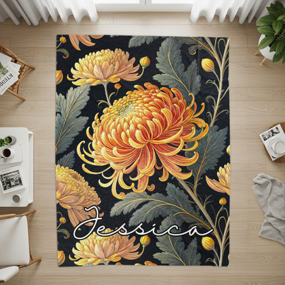 Personalized Jessica Floral Design Floor Mat Rug