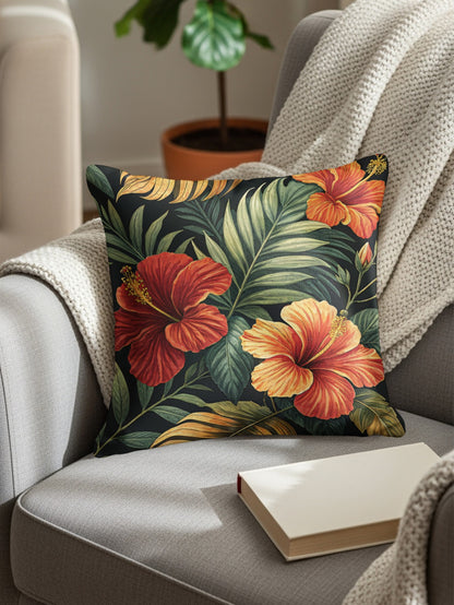 Vibrant Hibiscus Floral Pattern Tropical Botanical Art - Walk Greener