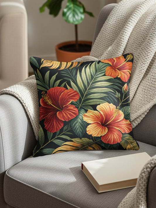 Vibrant Hibiscus Floral Pattern Tropical Botanical Art - Walk Greener