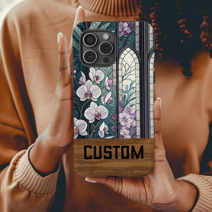 Custom Floral Stained Glass Design Phone Case