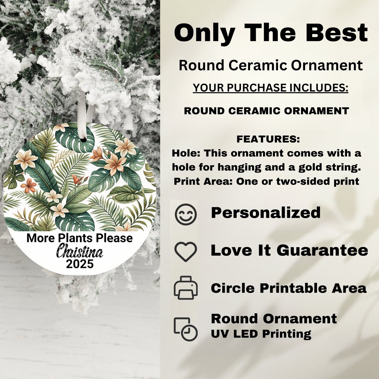 More Plants Please 2025 Round Ceramic Ornament product type