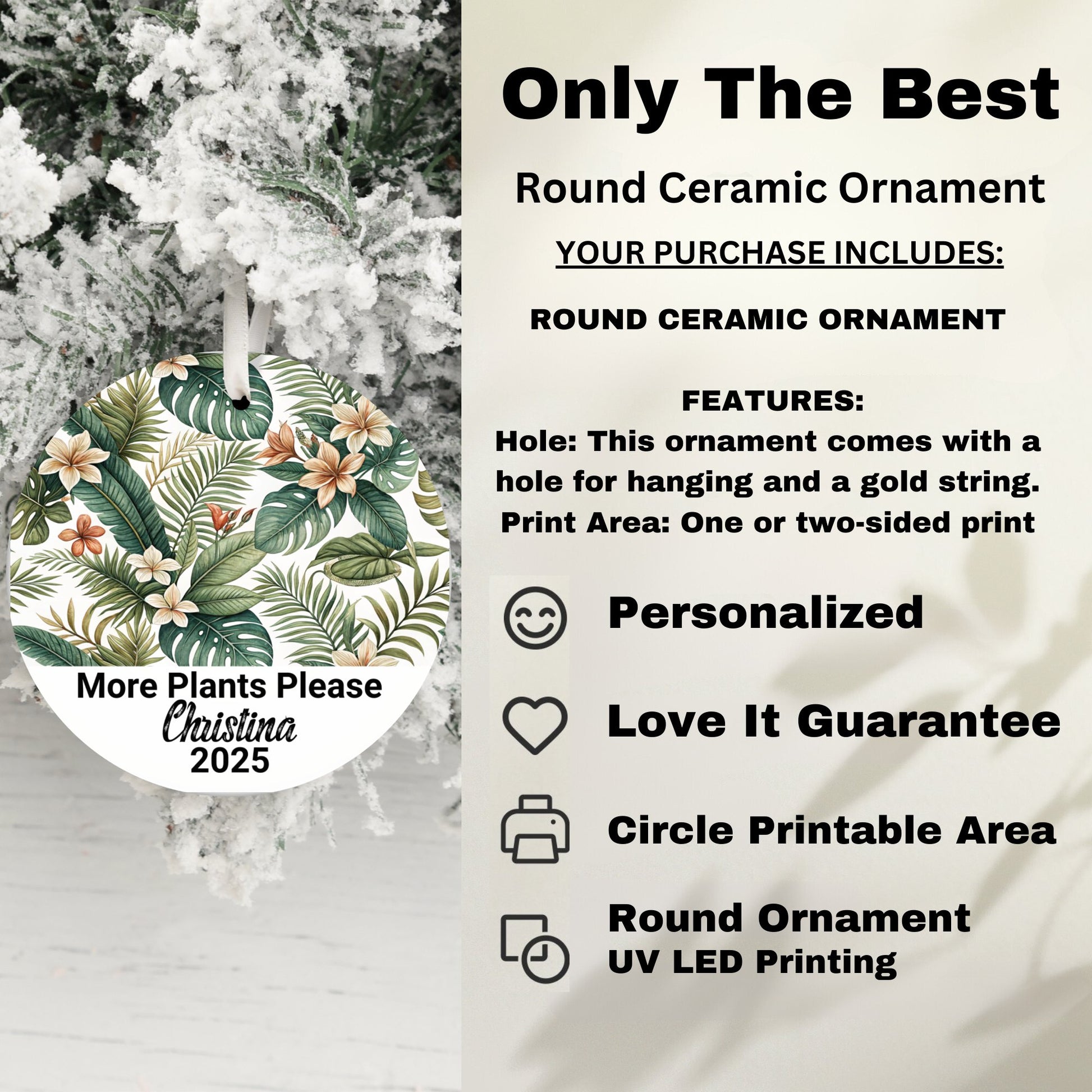 More Plants Please 2025 Round Ceramic Ornament product type