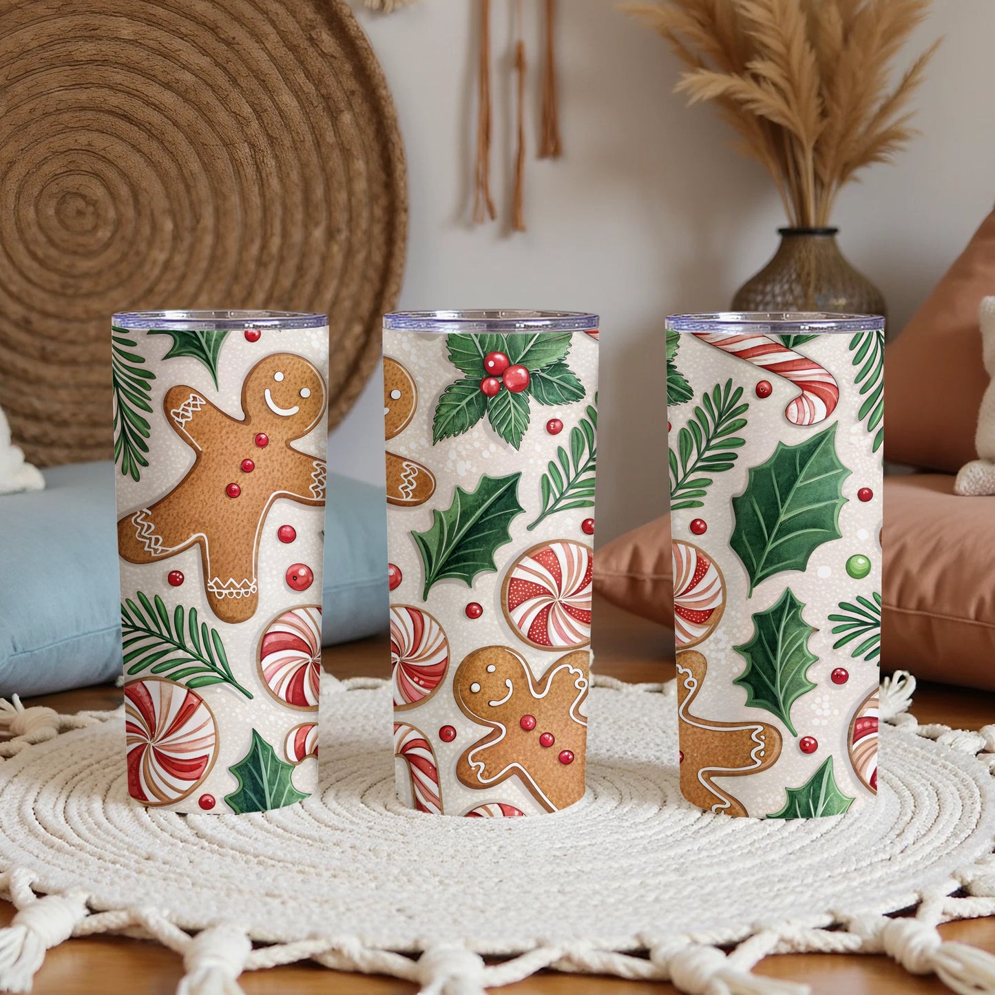 Festive Gingerbread and Candy Design Tumbler