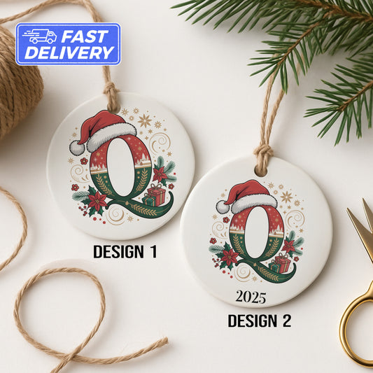 Festive 2025 Santa Hat Q Design Ornament Product