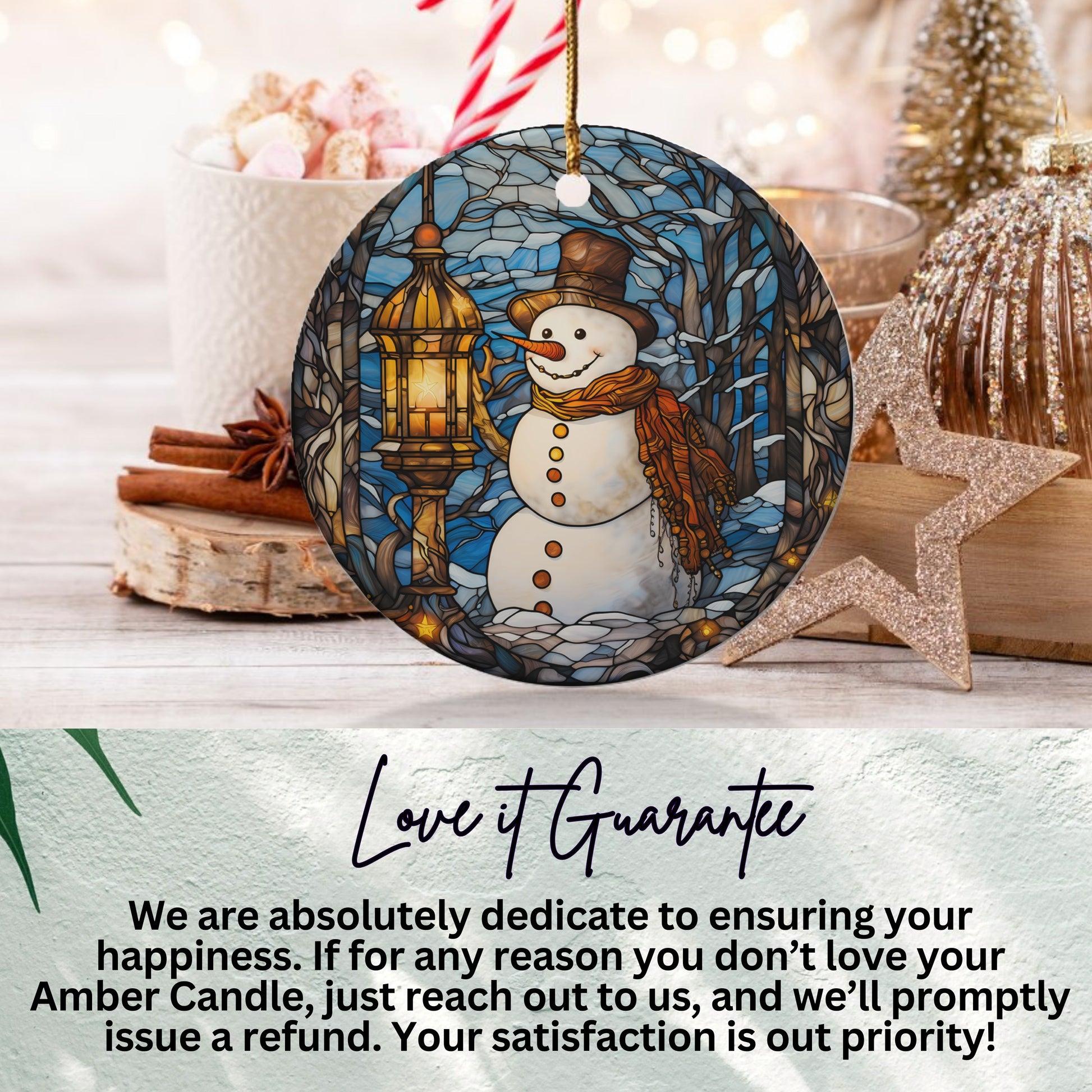 Stained Glass Snowman Holiday Ornament product