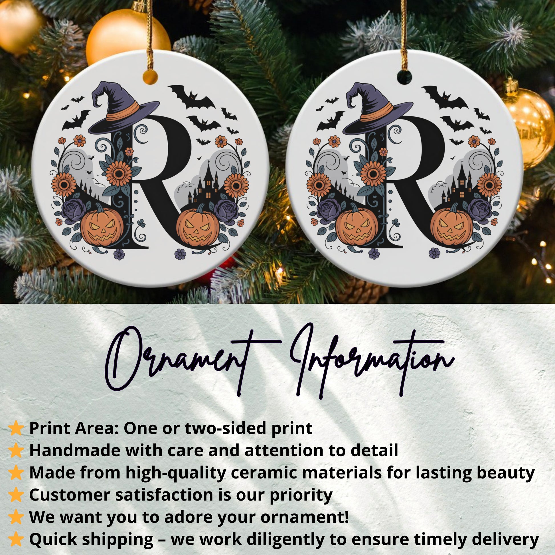 Personalized Halloween Witch Theme Ornament product