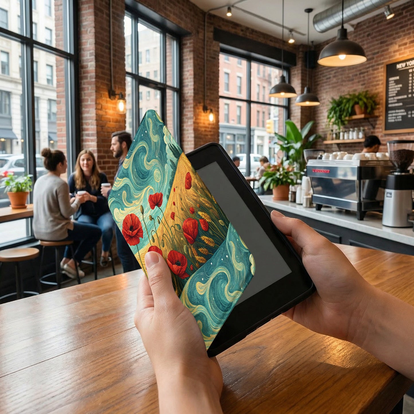 Artistic Floral Scenic Tablet Case with Vibrant Design