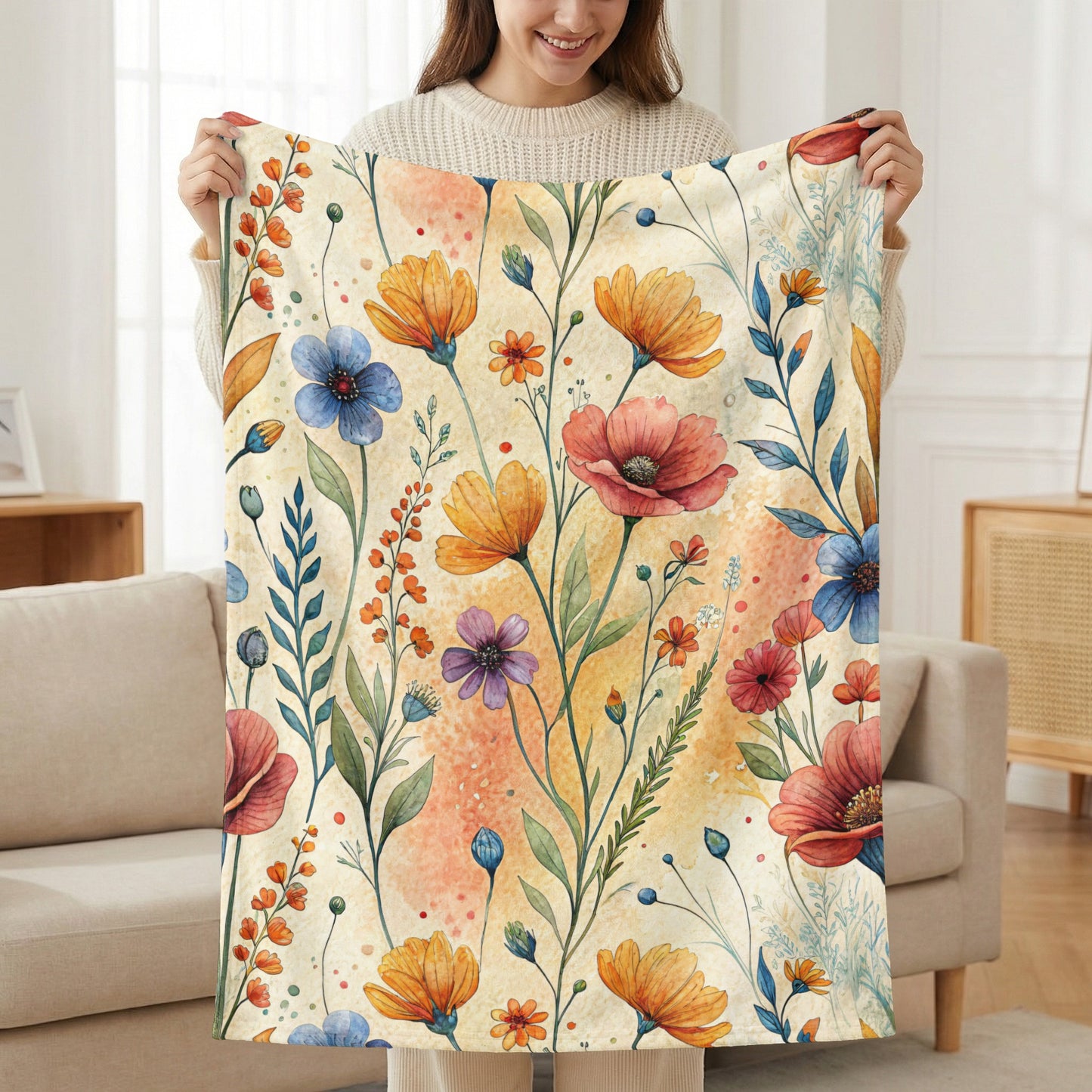 Colorful Watercolor Flowers Botanical Pattern Design - Walk Greener