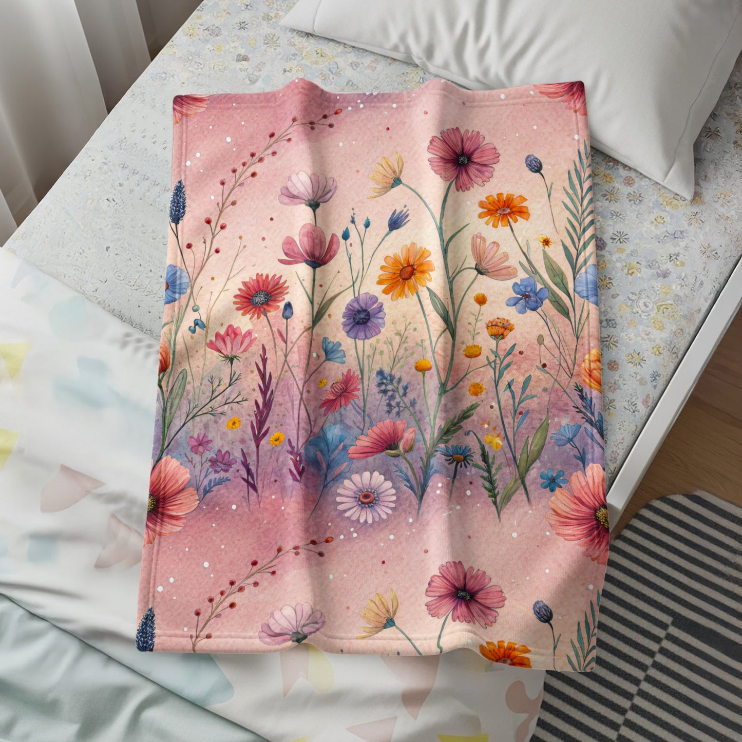 Floral Fantasy A Watercolor Dream Velveteen Plush Blankets - Walk Greener