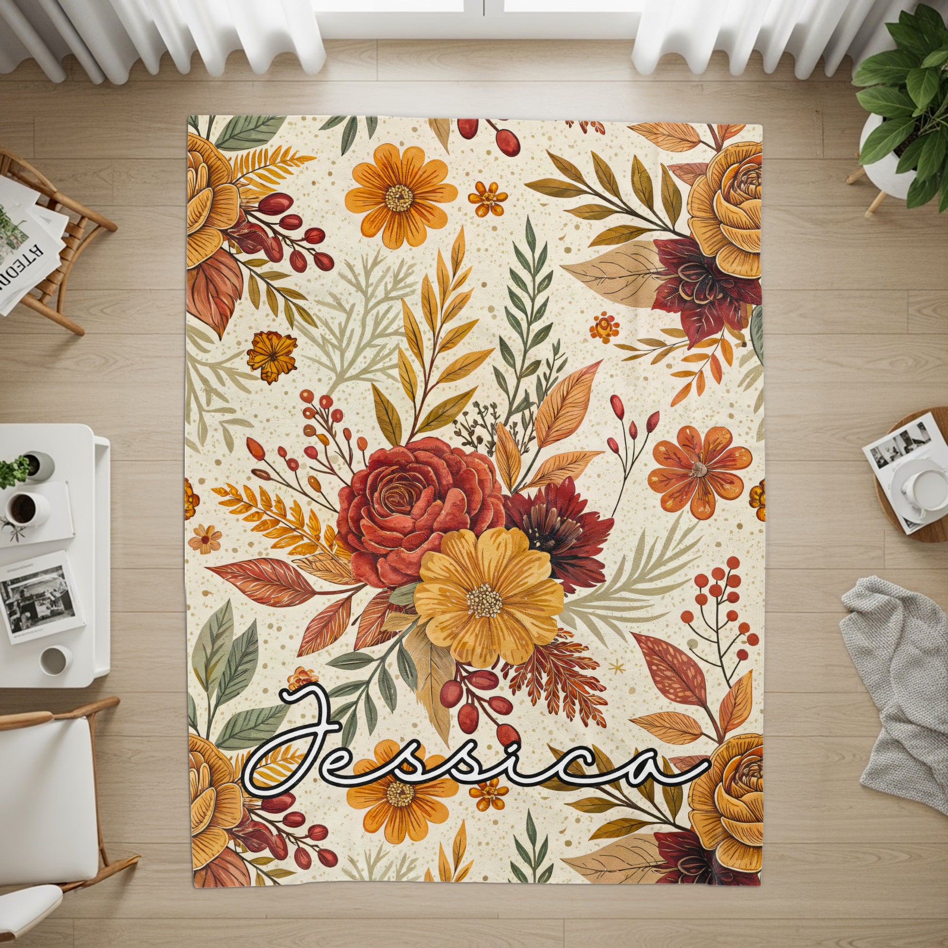 Personalized Flower Pattern Jessica Area Rug