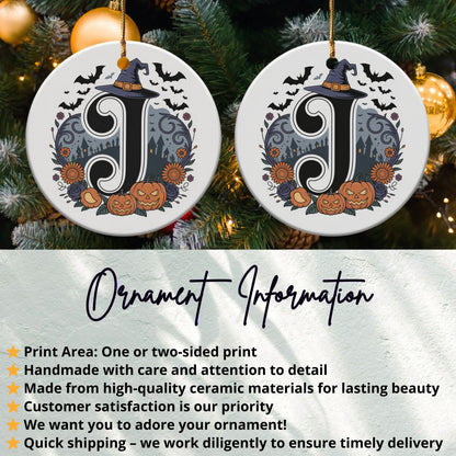 Halloween Witch Hat Pumpkins Initial J Ornament product