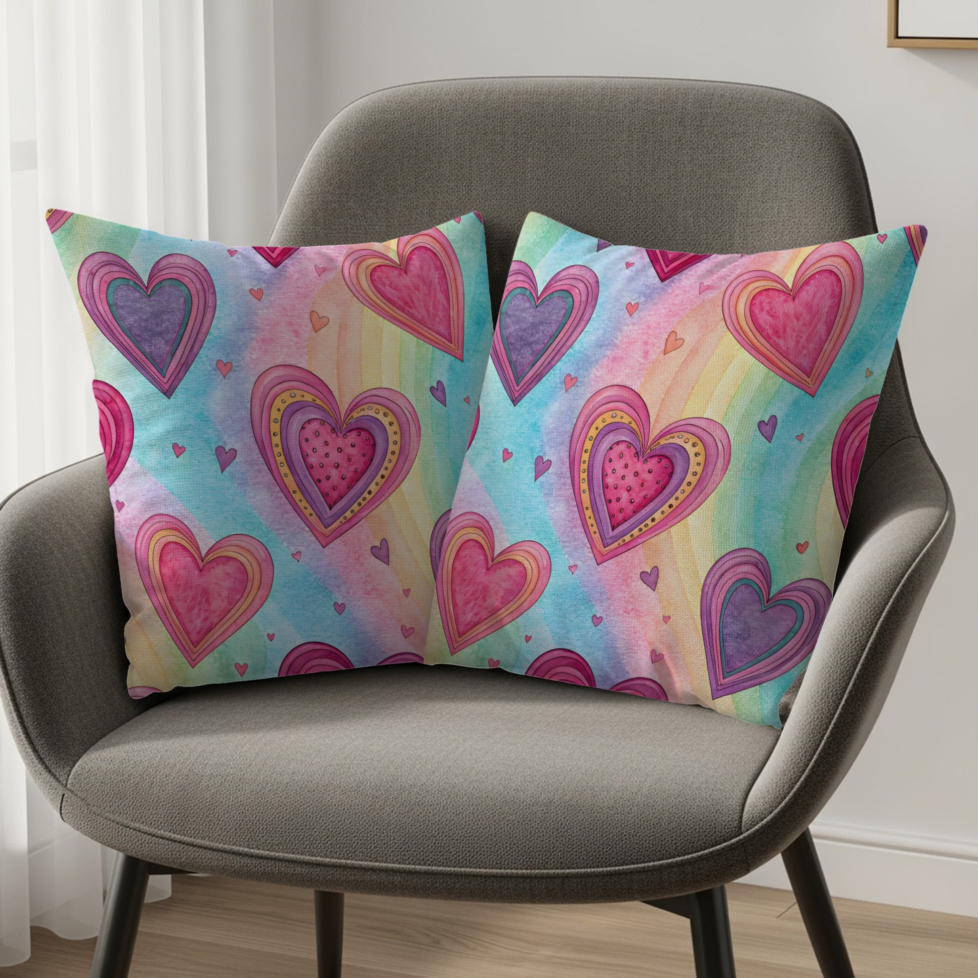Colorful Heart Pattern Decorative Pillow Set