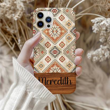 Aztec Geometric Shapes in Earth Tones Patterned Custom Phone Case - Walk Greener