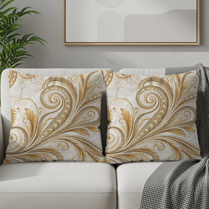 Elegant Gold Ornate Design Throw Pillow Set