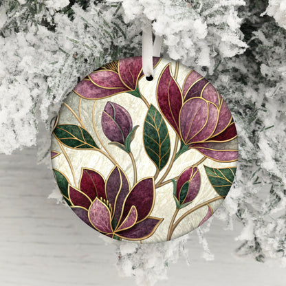 Elegant Floral Design Round Christmas Ornament