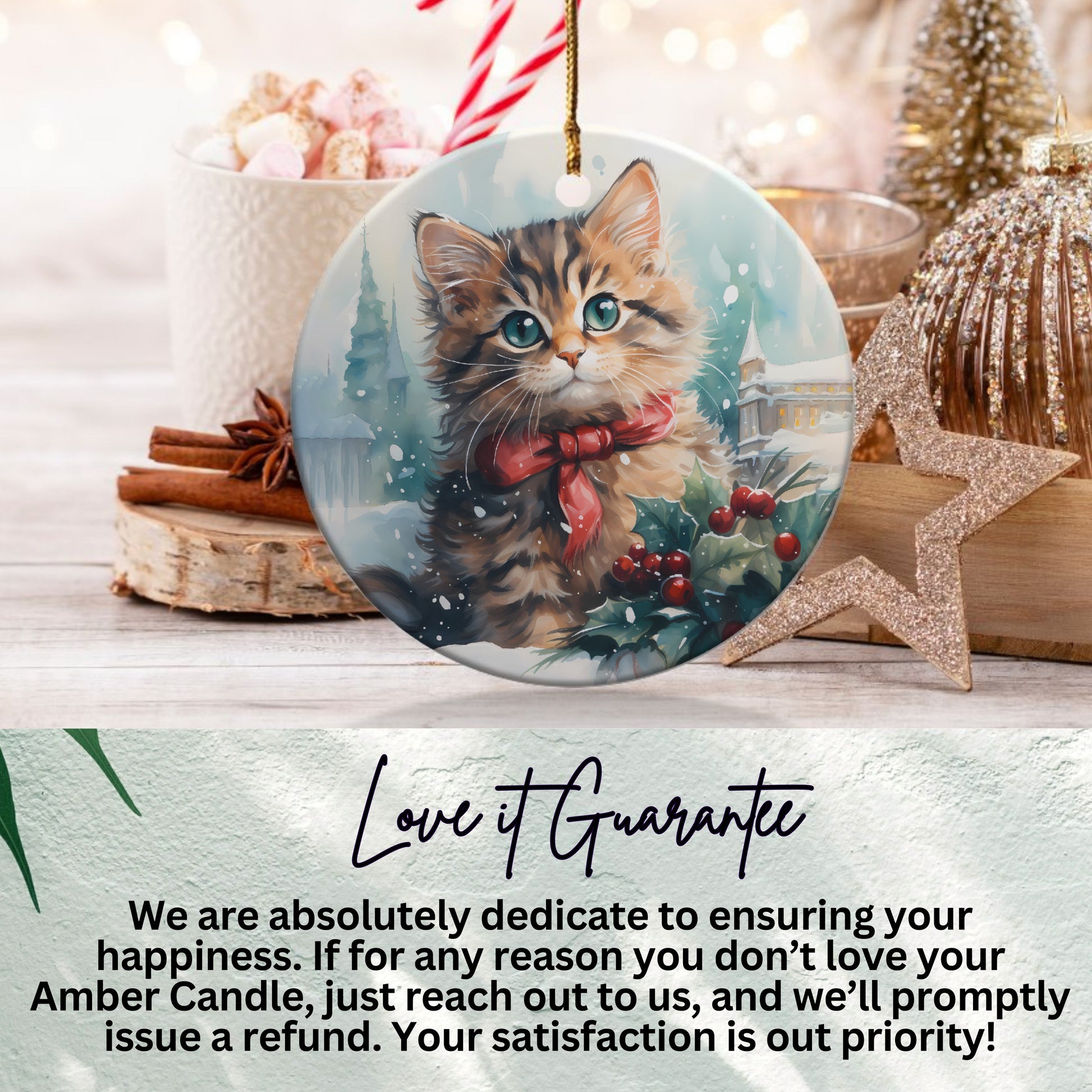 Adorable Christmas Kitten Ornament for Festive Home product