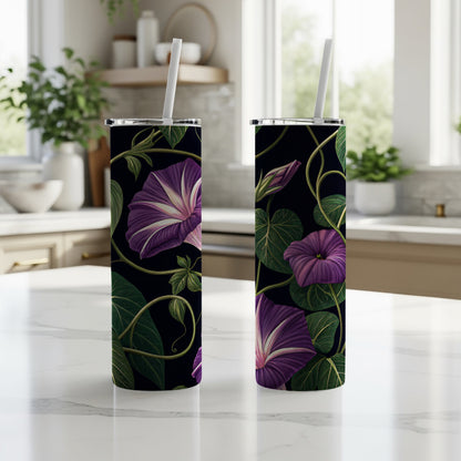 Elegant Floral Design Insulated Tumbler with Straw