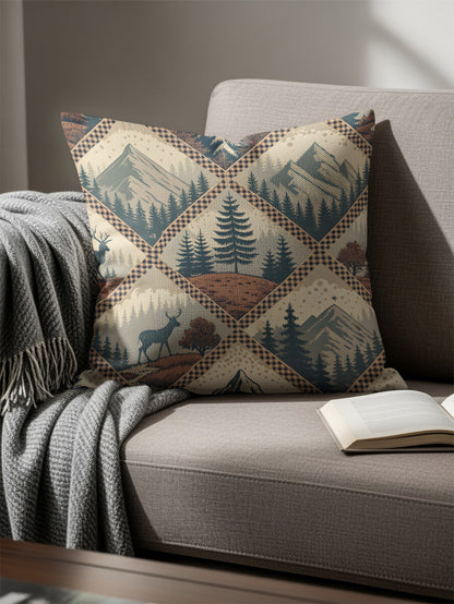 Mountain Pine Forest With Deer Decorative Pillows & Pillow Cases - Walk Greener