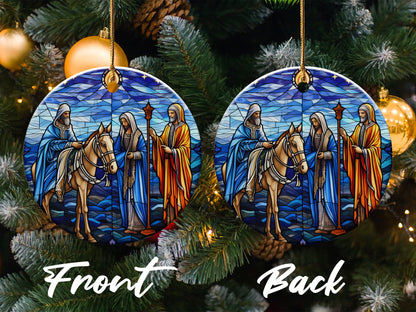Stained Glass Nativity Scene Christmas Ornament product